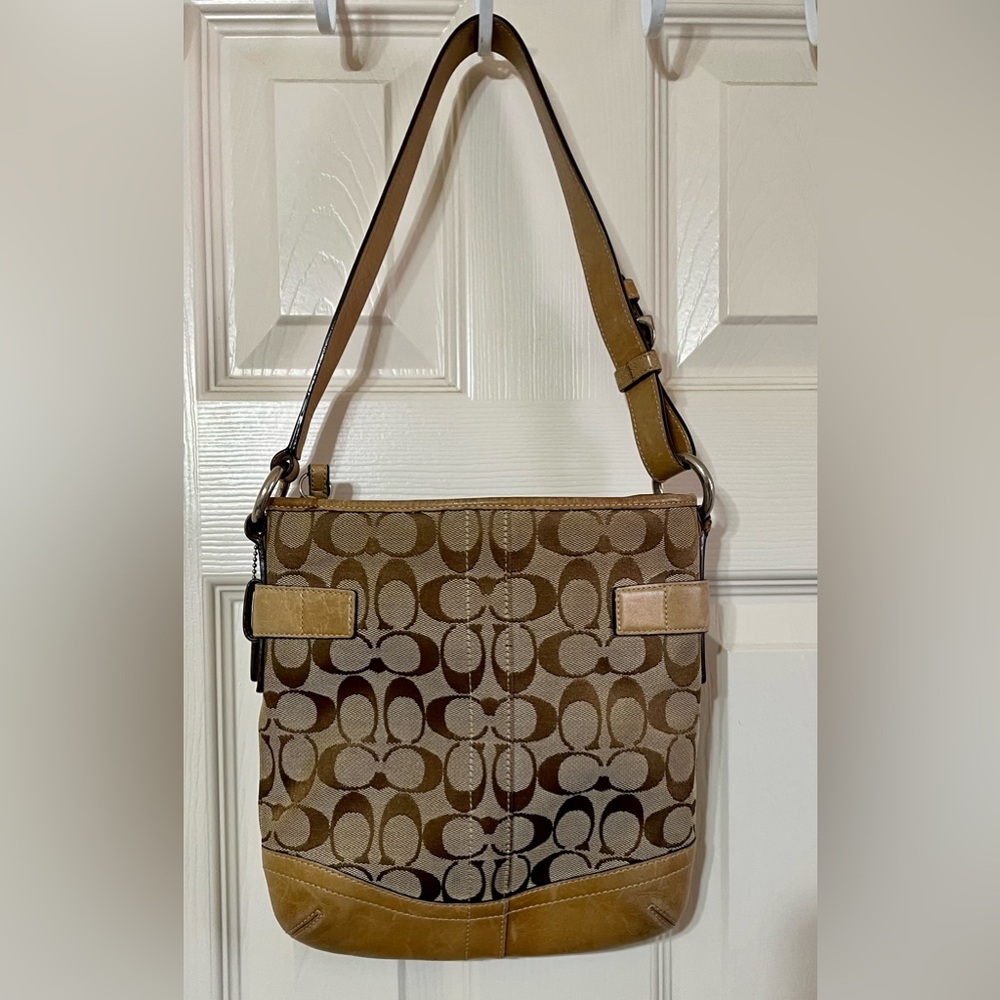 Coach Signature Brown and Tan Shoulder Bag - Picture 8 of 9